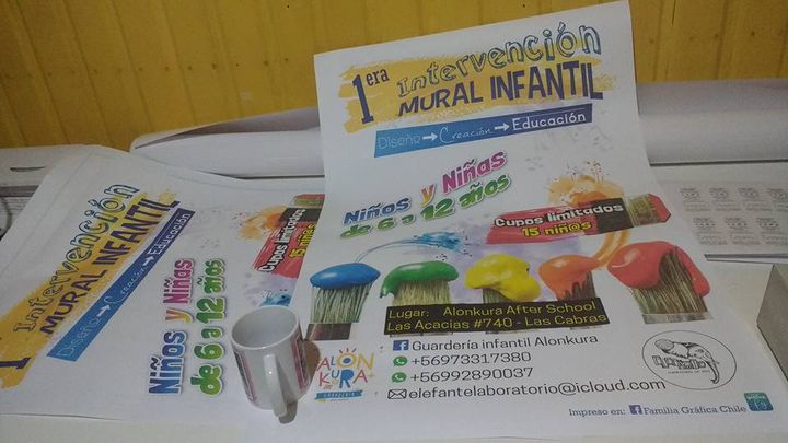 Afiches a color de la 1.ª Intervención Mural Infantil en Alonkura