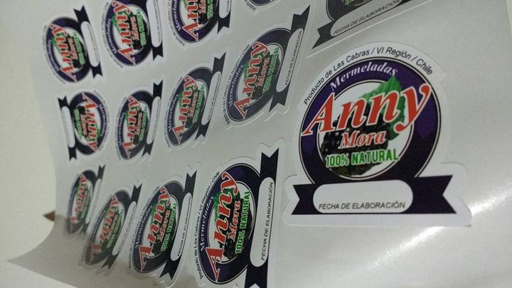 Pliego de etiquetas troqueladas de Mermeladas Anny
